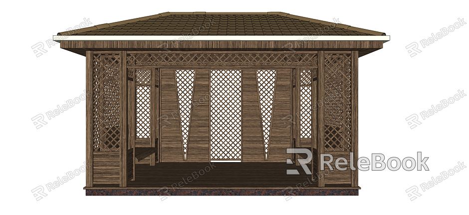 New Chinese Pavilion Gazebo Outdoor Landscape Room Fireplace Furniture Table model