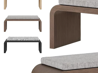 Modern Bed Bench With Wooden Frame And Fabric Cushion Different Stylish Designs 3d model