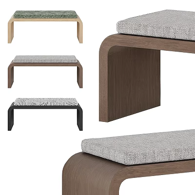 Modern Bed Bench With Wooden Frame And Fabric Cushion Different Stylish Designs 3d model