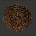 Handwoven Rattan Basket With Intricate Round Brown Pattern Traditional Decorative Storage
