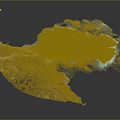 Highly Detailed 3D Island Map With Coastline Buildings And Green Vegetation