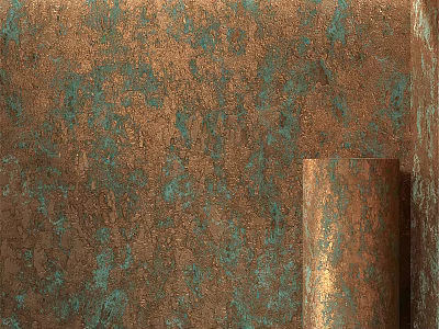 Cylindrical Decorative Component Showcasing Copper Teal Textured Wall Surface 3d model