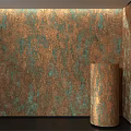 Cylindrical Decorative Component Showcasing Copper Teal Textured Wall Surface