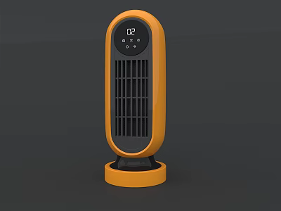 Yellow Modern Upright Electric Heater With Digital Display And Home Temperature Control 3d model