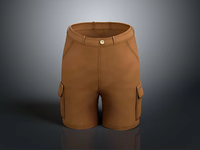 Brown Cargo Shorts With Multiple Pockets For Everyday Use And Comfortable Fit 3d model