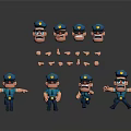 3D Cartoon Police Character With Various Expressions Different Poses And Multiple Head Body Parts 3d model