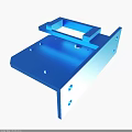 Blue Mechanical Metal Component With Holes And Square Groove Structure 3d model