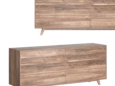 Modern Wooden TV Stand With Storage Cabinets And Slim Legs Design 3d model
