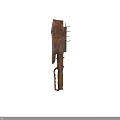Rusted Blade Weapon With Metal Strips And Leather Handle Design