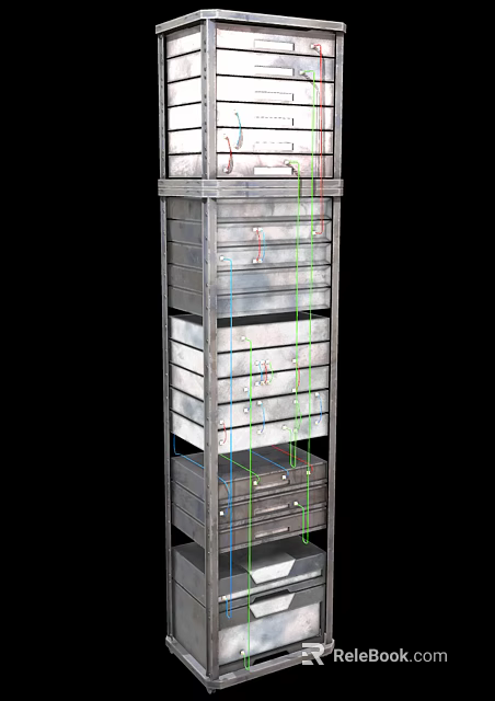 Professional Server Rack with Multiple Drawers and Cable Management for Computer Data Storage 3d model 