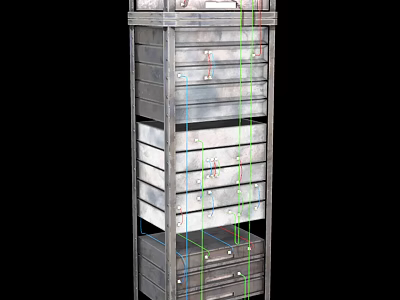 Professional Server Rack with Multiple Drawers and Cable Management for Computer Data Storage 3d model