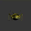 Yellow Insect With Long Antennae And Shiny Surface On Dark Background 3d model