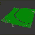 3D Terrain Model Display With Green Areas Road Trees And Rolling Hills