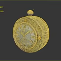 Vintage Decorative Table Clock Ornament Set With Ornate Golden Details And Round Shape
