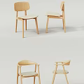 Elegant Modern Wooden Dining Chairs With Curved Backrest And Padded Seats
