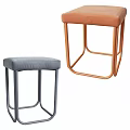 Modern Padded Stools With Metal Legs In Gray And Orange Colors