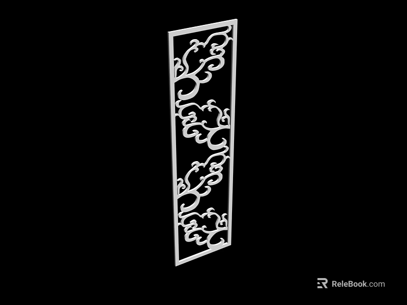 Decorative White Laser Cut Partition With Intricate Floral Patterns For Interior Space Division 3d model 