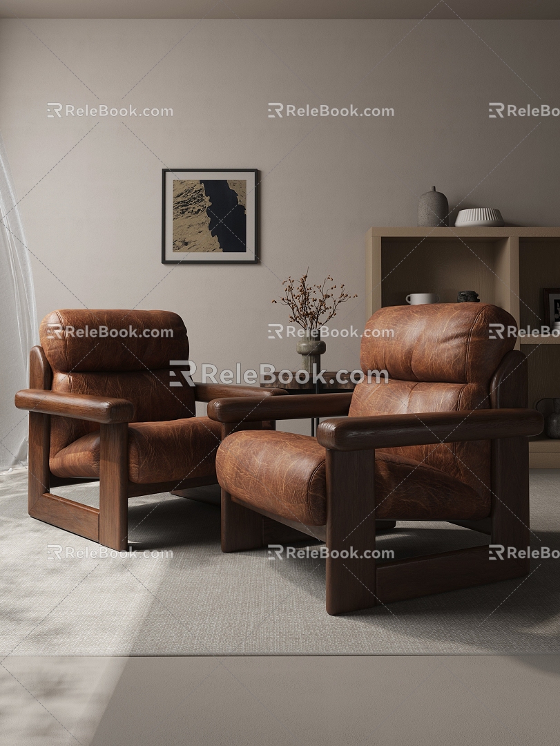 Middle Ancient Style Furniture Single Sofa Internet Popular Sofa 3d model