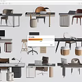 Desk Writing Desk and Chair Combination Office Desk and Chair Computer Desk 3d model