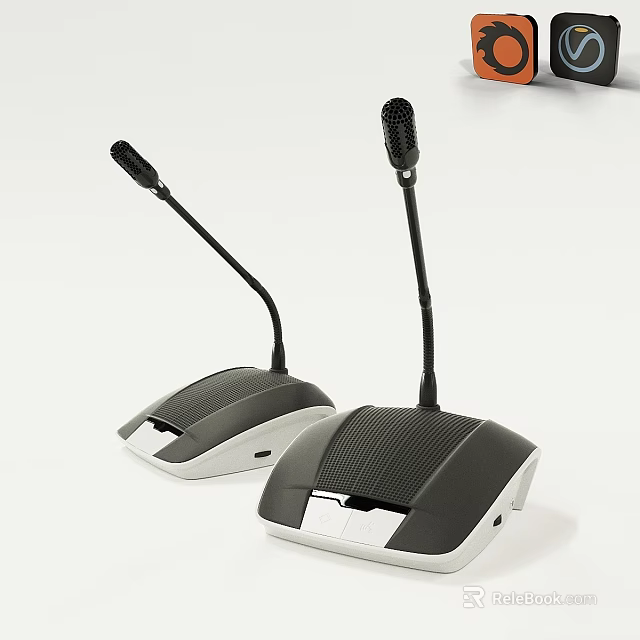 Professional Dual Computer Desktop Microphones With Adjustable Stand And Audio Function 3d model 