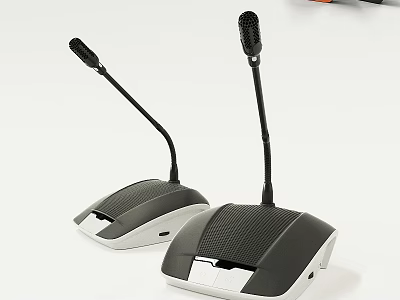 Professional Dual Computer Desktop Microphones With Adjustable Stand And Audio Function 3d model