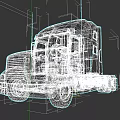 Red Semi Truck With Front Grille Design And Silver Wheels On Gray Background