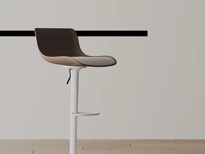 Modern Brown Upholstered Bar Stool with White Metal Frame in Minimalist Interior 3d model