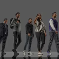 Group of People in Different Clothing Styles Standing on Gray Background