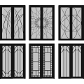 Unique Sliding Doors With Various Artistic Patterns And Decorative Glass Panels 3d model