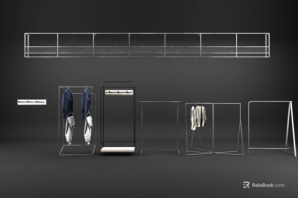 Modern Metal Clothes Hangers With Open Design And Hanging Clothes For Home Organization 3d model 