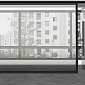 Modern Sliding Glass Doors With Exterior Building And Tree Views In Open Closed States