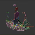 European-style sailing ship ancient ship pirate ship ancient warship large ancient ship 3d model
