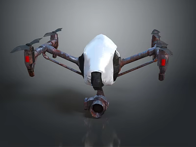 Professional Quadcopter Drone With Four Propellers White Body Dark Components And Mounted Camera 3d model