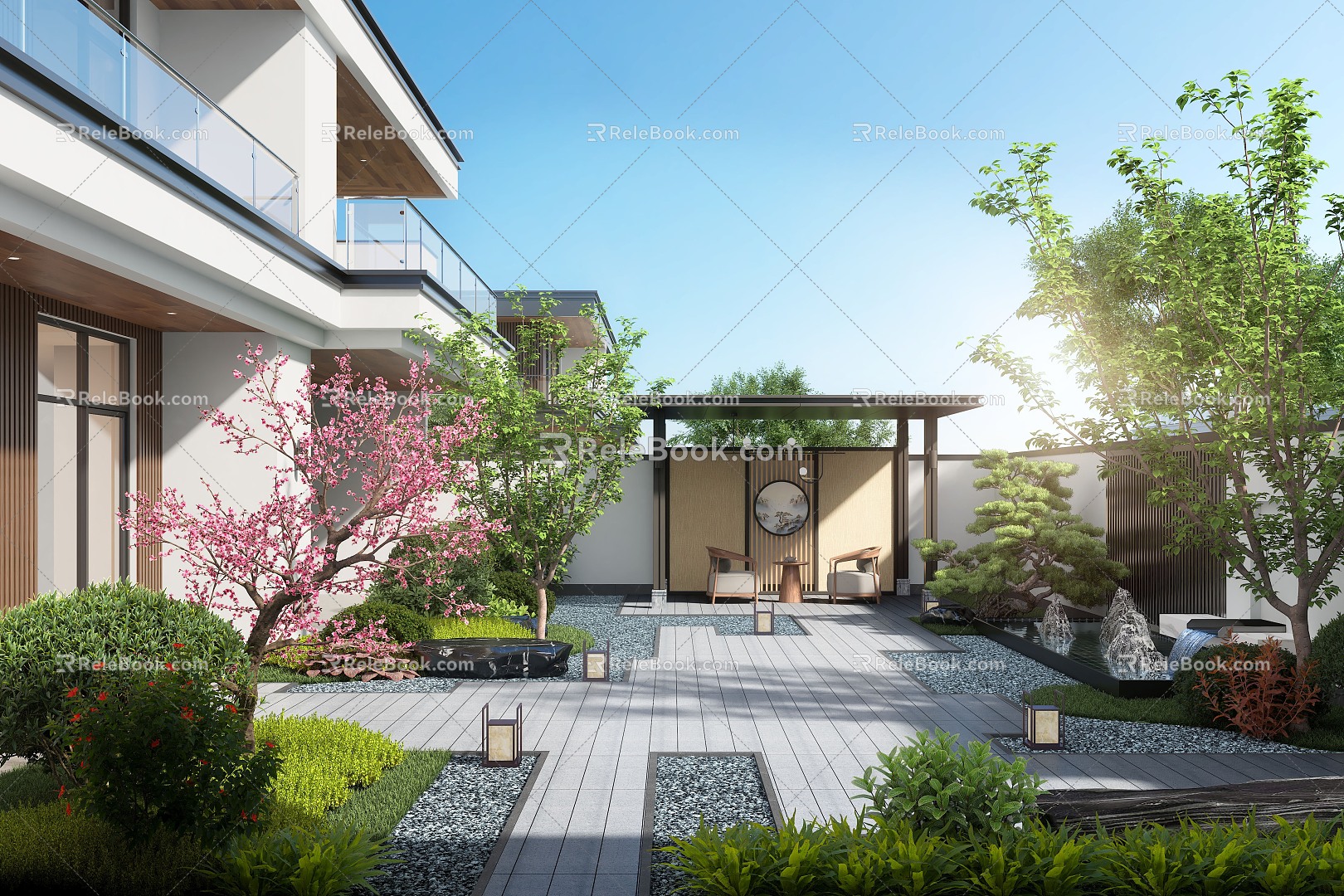 New Chinese Courtyard Courtyard Landscape 3d model