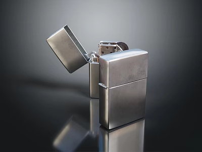 Stainless Steel Open Lighter With Reflective Surface And Modern Design 3d model