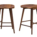 Modern Wooden Bar Stools With Round Seat And Cross Support Leg Design