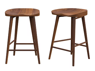 Nordic Bar Stool Solid Wood Bar Chair 3d model