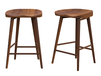 Nordic Bar Stool Solid Wood Bar Chair 3d model