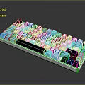 Modern Mechanical Keyboard With White Light Blue And Dark Blue Custom Keycaps Design