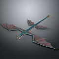 3D Flying Dragon Model With Blue Body Purple Red Wings Long Tail And Head