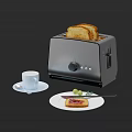 Stylish Stainless Steel Toaster With Fresh Toast Coffee And Fruits On Kitchen Counter
