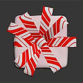 Festive Orange Dessert With White Frosting And Red White Striped Bow Decorations