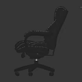 Modern Black Leather Office Chair With Armrests Swivel Base And Wheels