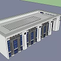 Modern Gymnasium Building With White Exterior And Blue Glass Curtain Wall
