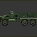 Green Military Cargo Truck With Open Bed Six Wheel Design And Military Style