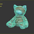 Plush Cat Stuffed Toy With Orange White Stripes Purple Ears And Blue Nose