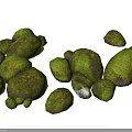 Natural Green Moss Covered Stones And Rustic Wooden Logs For Garden Landscape Design