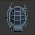 Futuristic Spacecraft Model Featuring Blue Solar Panels Silver Body Windows And Red Star Logo