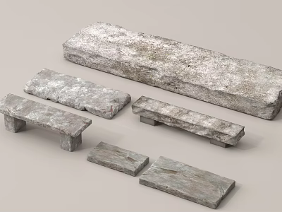 Natural Stone and Wood Slabs with Textured Surfaces in Various Sizes for Decorative Projects 3d model