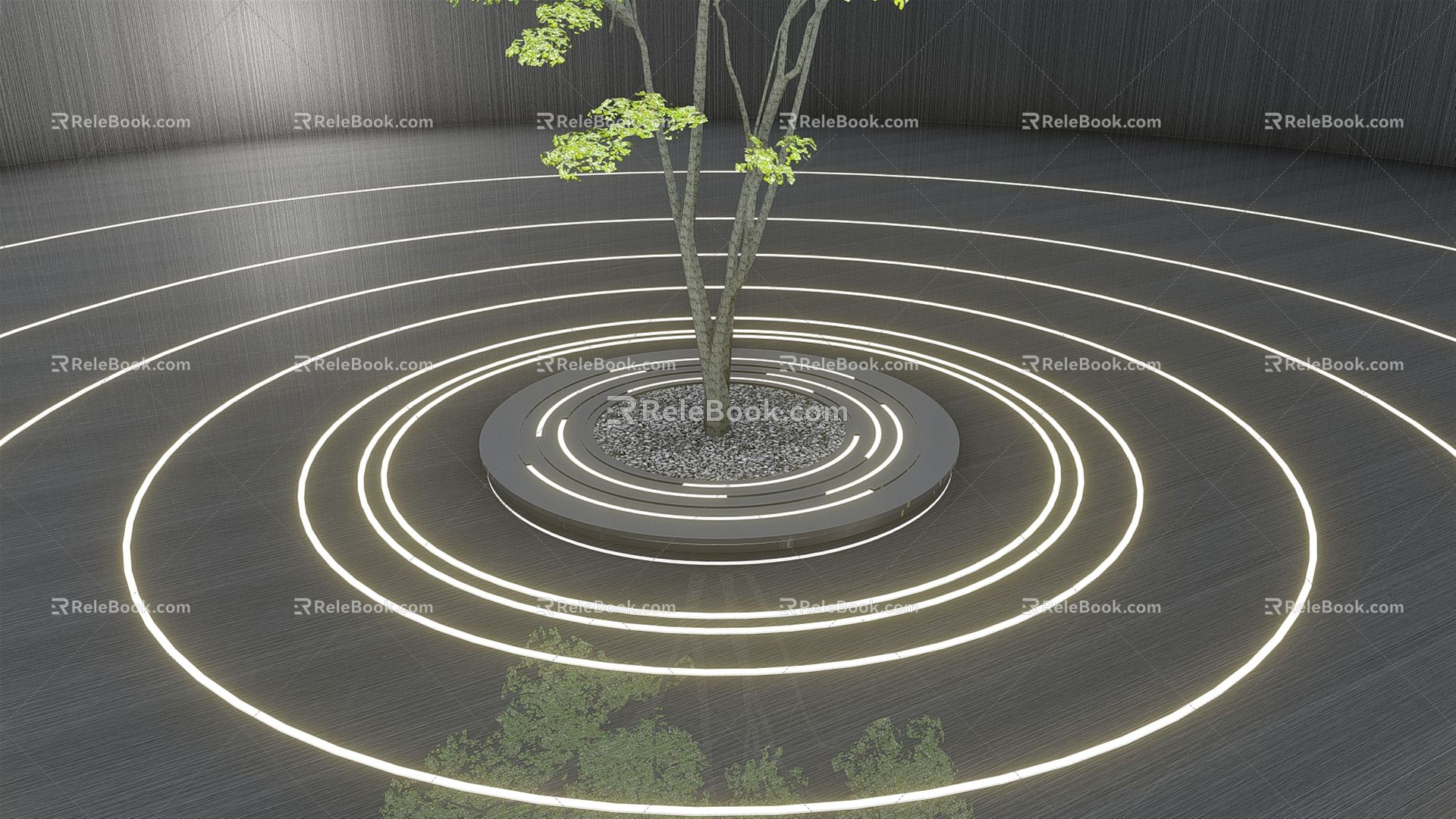 Modern Tree Pool Tree Pool Sketch 3d model